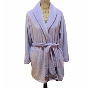 Charlotte Women’s Robe Bathrobe Medium Short Lavender Plush Winter Pockets Belt